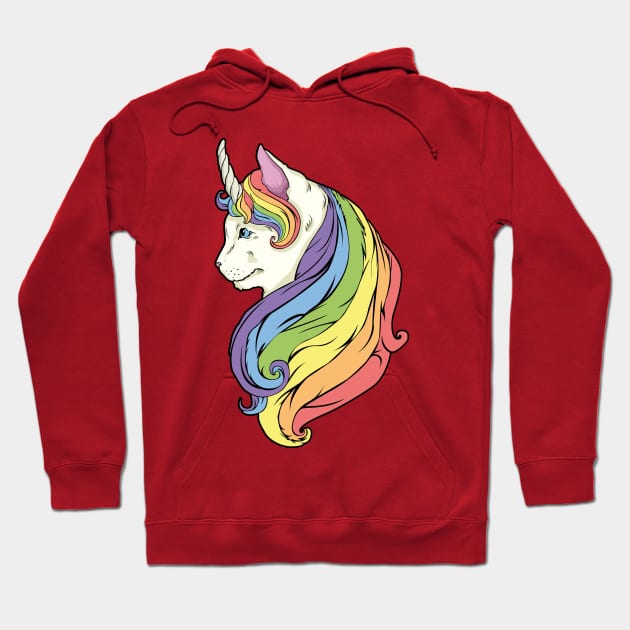 Unicat rainbow mane and horn Hoodie by BOEC Gear